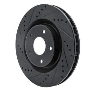 Cadillac XLR Brake Rotor (1) - Front Left - R1 Concepts - Drilled & Slotted - Black - `05-`13